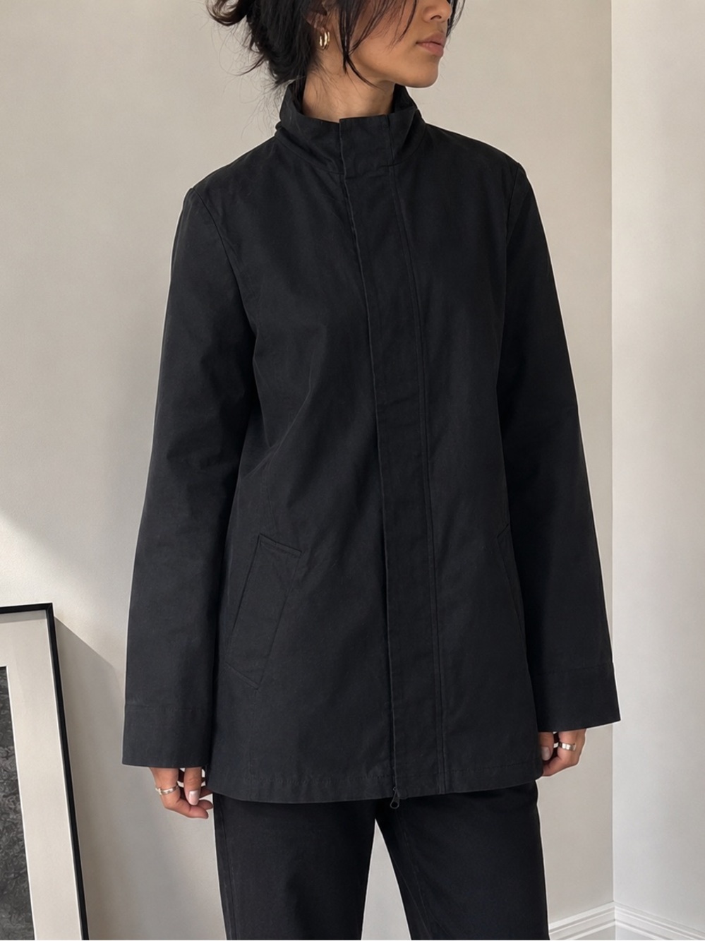 Universal Standard Black Crop Cotton Trench Jacket Size 3XS or 2/4 Minimalist